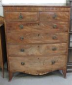 A large C19th bow front chest of drawers, of four long and two short drawers,