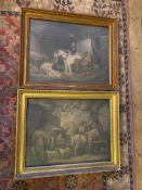 Pair of framed G. morland mezzotints C1810s