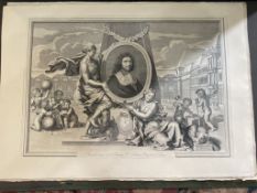 Large C19th Louvre facsimile of a C17th engraving of Colbert