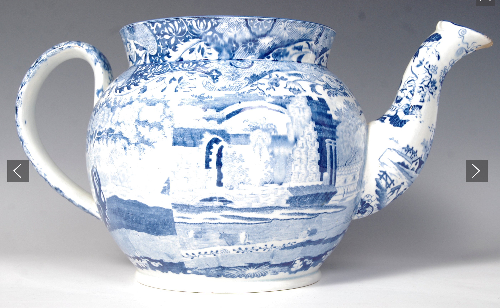 Oversized blue and white Teapot in Spode pattern - Image 3 of 6
