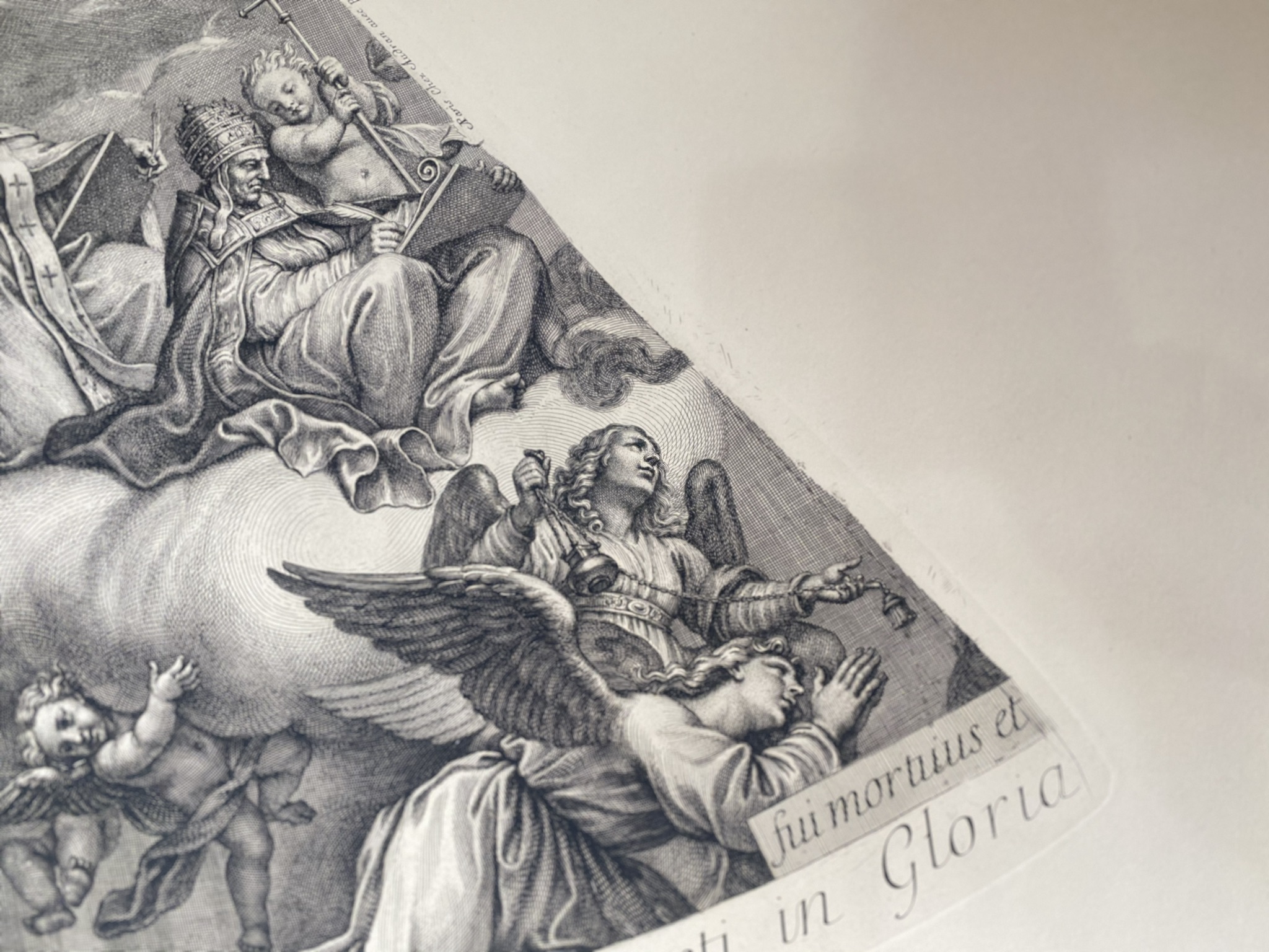 C19th facsimile copy of a C17th original engraving of a curved ceiling painting - Image 4 of 6