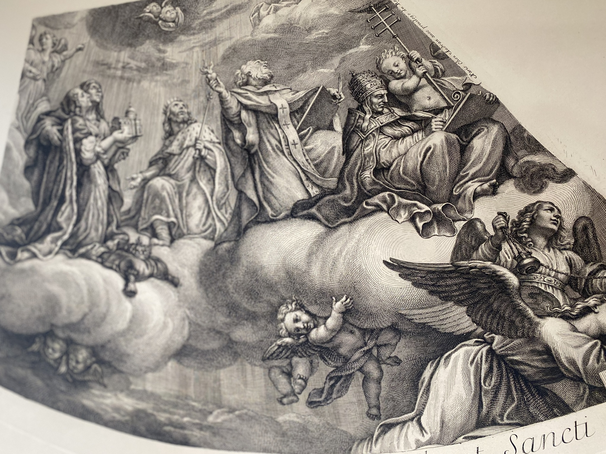 C19th facsimile copy of a C17th original engraving of a curved ceiling painting - Image 6 of 6