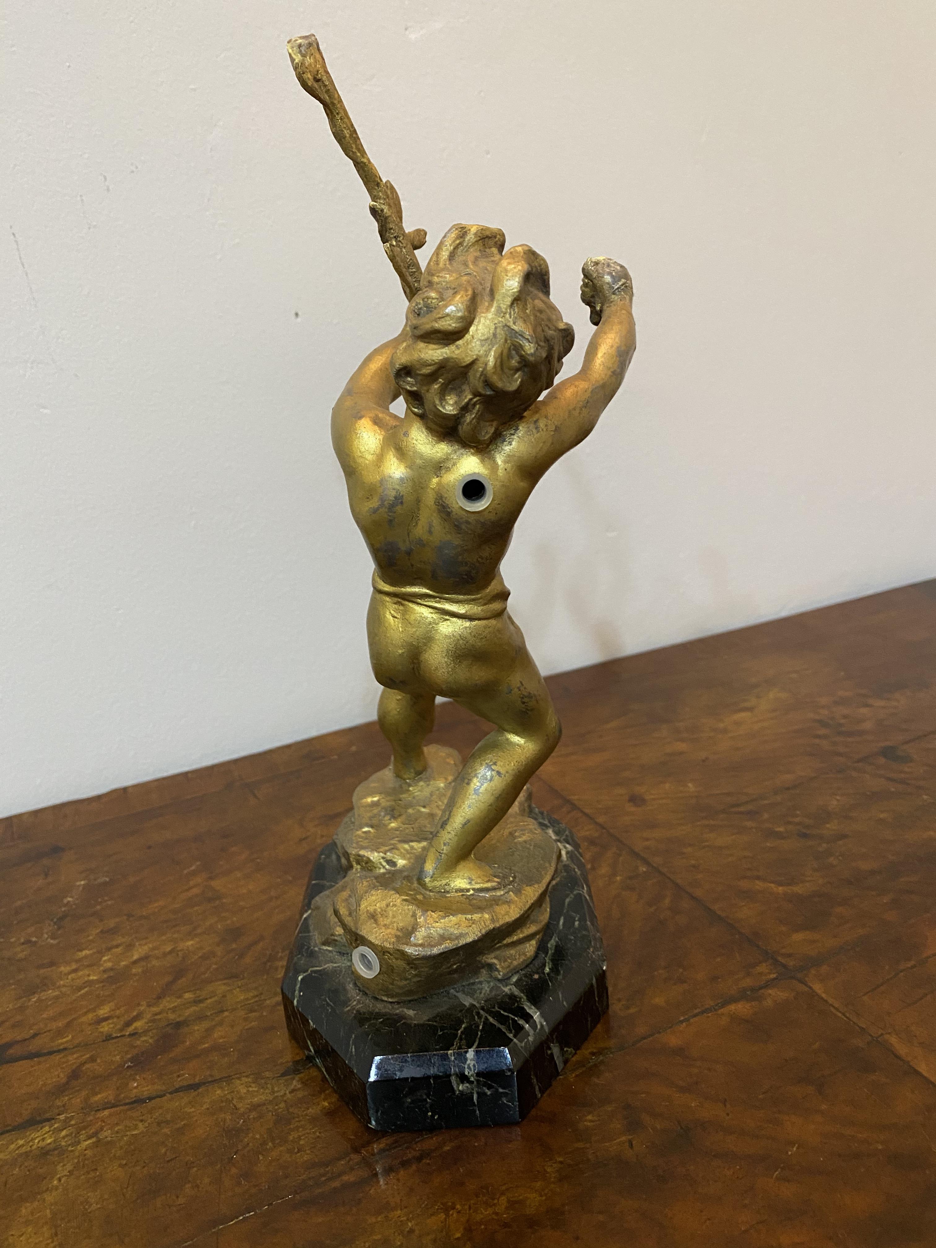 A spelter gold painted cherub on marble base - Image 5 of 6