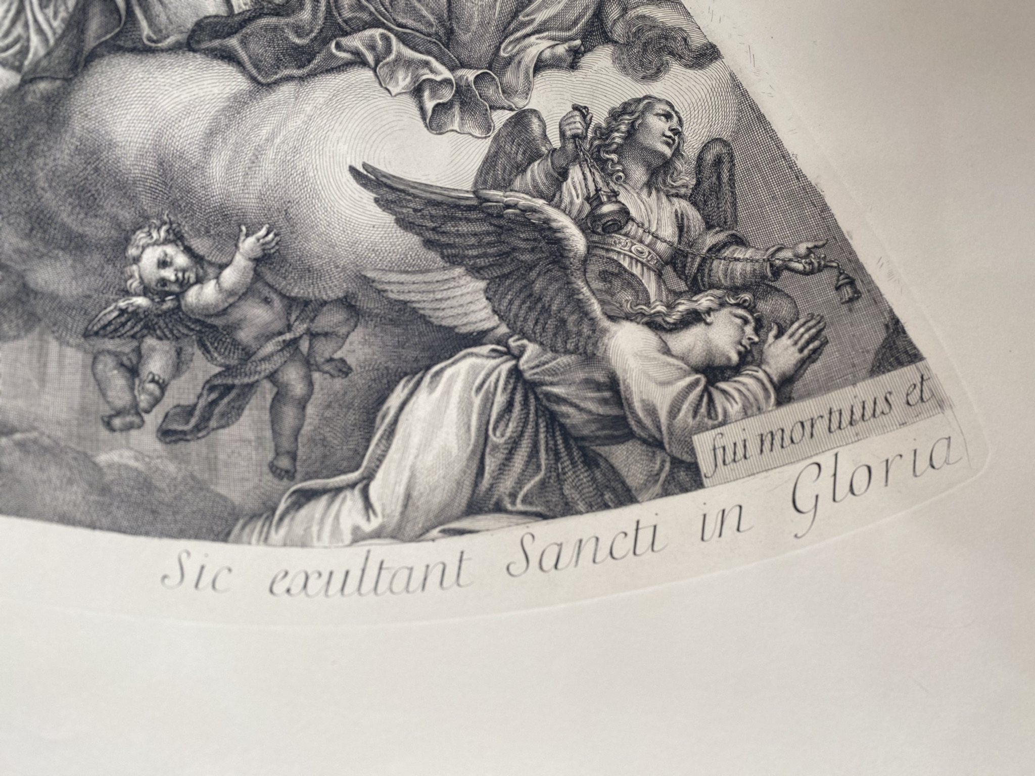 C19th facsimile copy of a C17th original engraving of a curved ceiling painting - Image 3 of 6