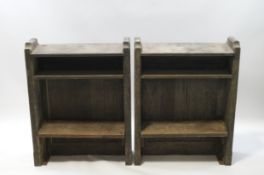 A pair of oak Church bookcases, each with two shelves