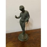 Grand tour bronze of narcissus in verdigris bronze