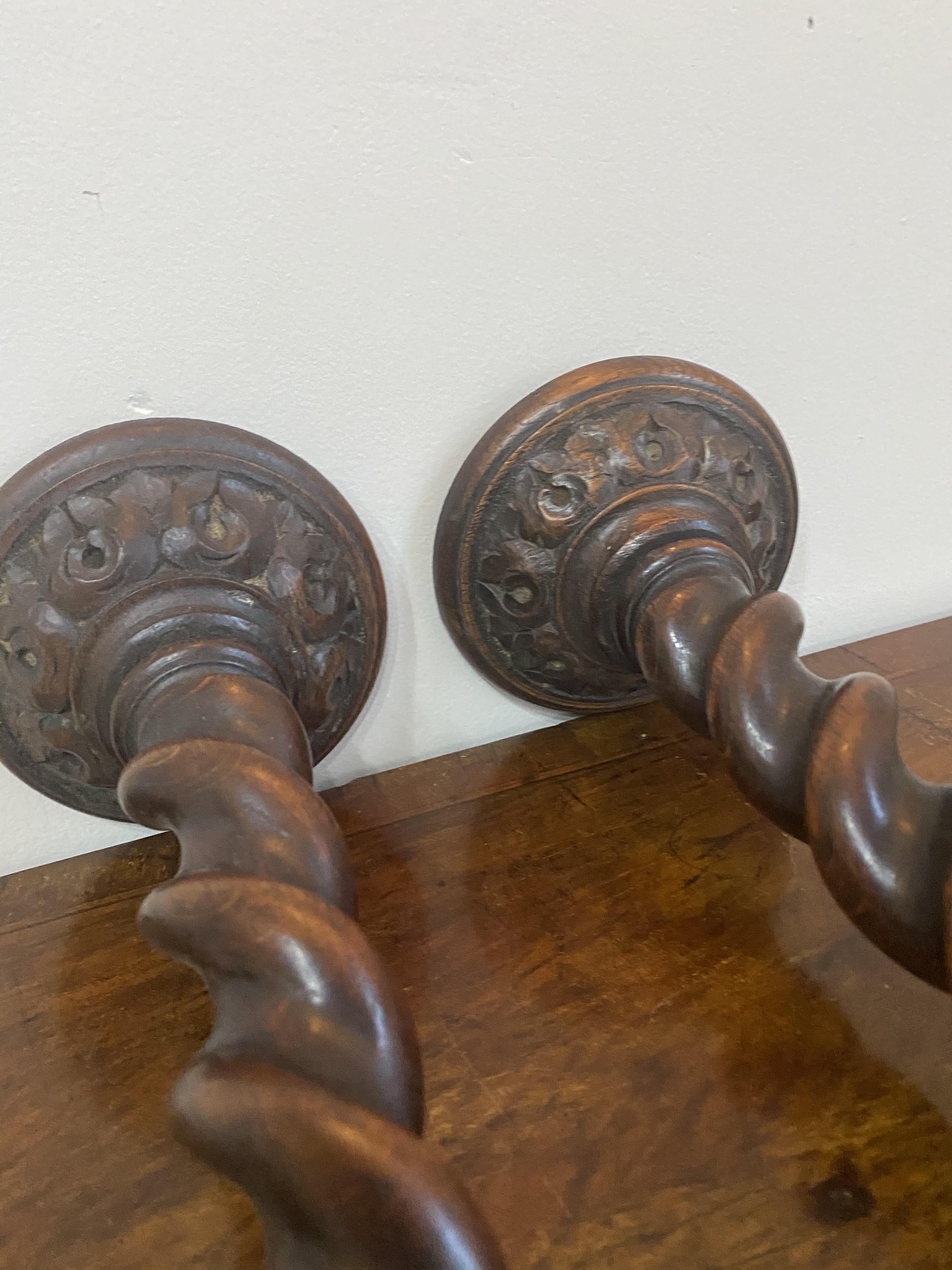 Pair of carved barley twist candlesticks - Image 2 of 6