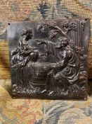 C19th cast-iron patinated relief plaque