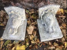 Pair of stone cast corbels