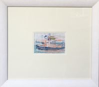 Cynthia Wall RSW Tugboats, watercolour. (1927-2012)