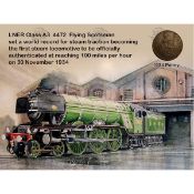 The Flying Scotsman Train 1934 Record Speed Metal Coin Plaque