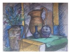 Art work still life by artist Louise Morales Adams jug A3 picture