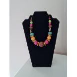 Multi Colour Wooden Bead Necklace