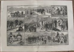 Eviction Duty Sketches in Galway with the Military and Police Antique 1886 Print