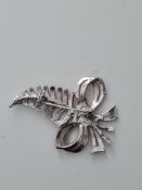 Vintage Silver Tone Feather Marcasite Brooch