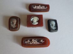 5 Early c20th French Glass Cameos
