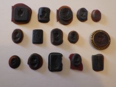 15 c19th French Glass Seal Intaglio Pieces