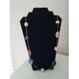 Multi Colour Wood And Glass Bead Necklace