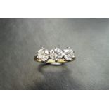 3.00ct diamond trilogy ring. 3 brilliant cut diamonds (enhanced stones) J colour, P1 clarity