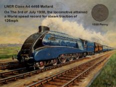 Steam Engine The Mallard 1938 Record Speed Original Penny Metal Plaque