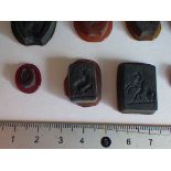 13 c19th French Glass Seal Pieces Equestrian / Sporting