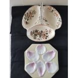 Vintage 3 Section Serving Dish and Oyster Plate