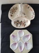 Vintage 3 Section Serving Dish and Oyster Plate