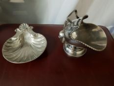 Vintage White Metal Trinket Tray and Sugar/Salt Scuttle