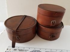 Early 1900's Leather Collar Boxes