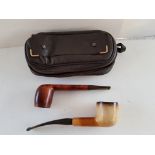 2 Estate Pipes with leather Carry Case.