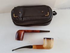 2 Estate Pipes with leather Carry Case.