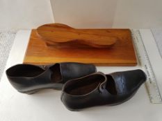 Early 1900's Ladies Lancashire Clogs with Wood Foot Rest