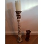 Small and Large Wooden Candle Holders