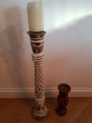 Small and Large Wooden Candle Holders