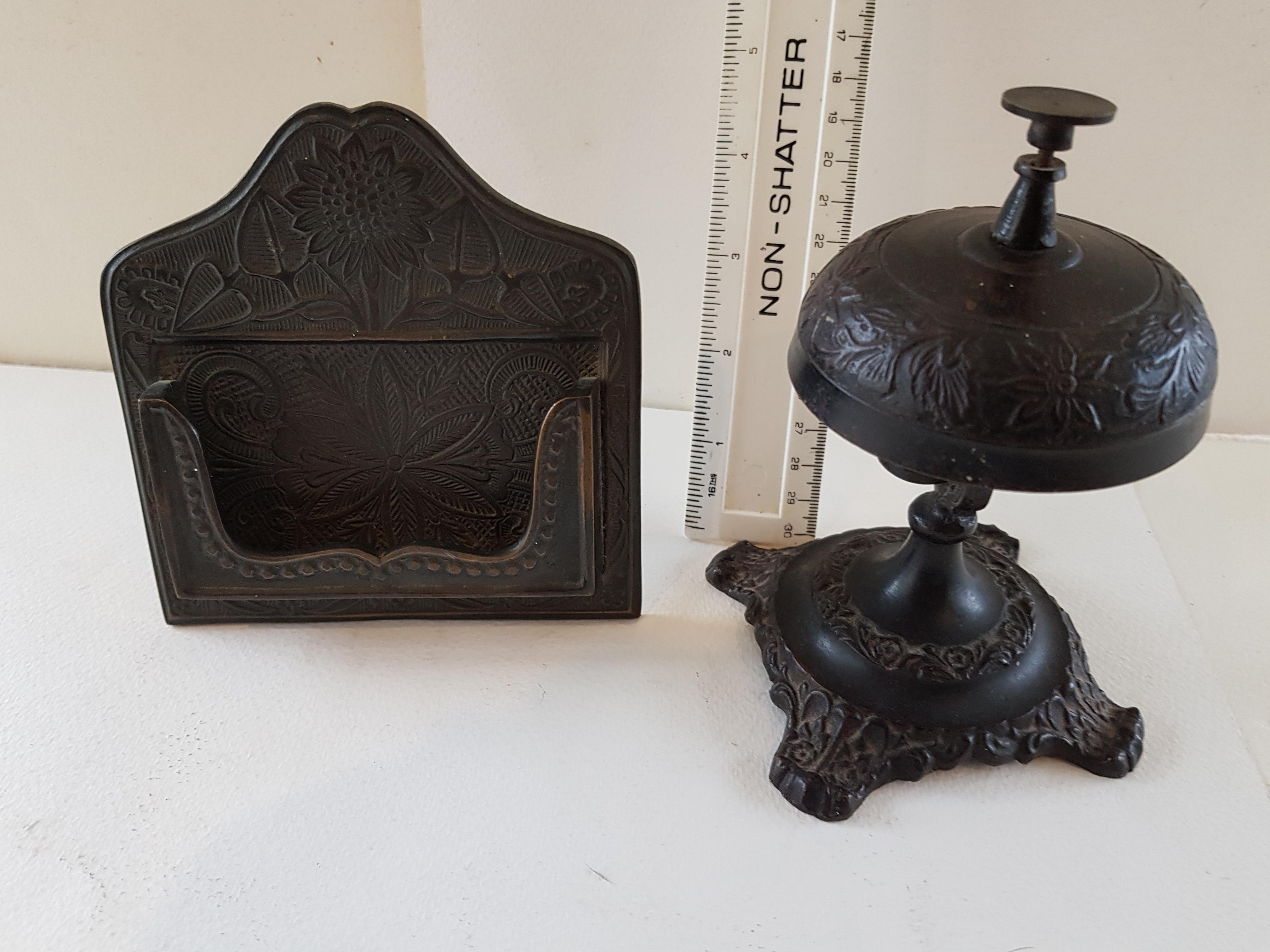 Vintage Metal Bell and Card/Name/Menu Holder