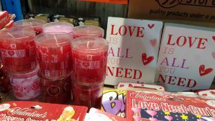 (R11D) Valentine. Contents Of Shelf. Mixed Items To Include Approx 60 X Tall Valentine Cards. L