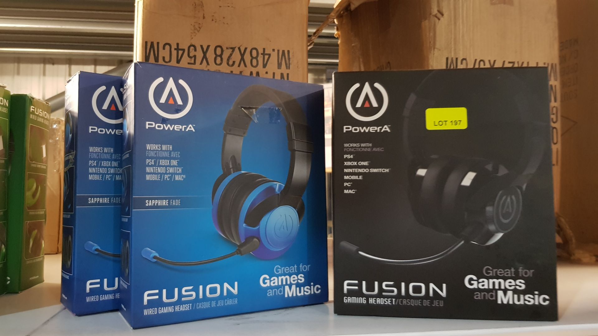 (R11A) Gaming. 3 X Power A Fusion Wired Gaming Headset (1 X Black, 2 X Sapphire Fade)