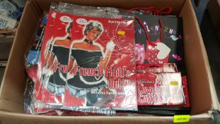 (R10G) Seasonal. Contents Of 2 Boxes. Valentine / Christmas Lot. To Include French Maid’s Outfit,