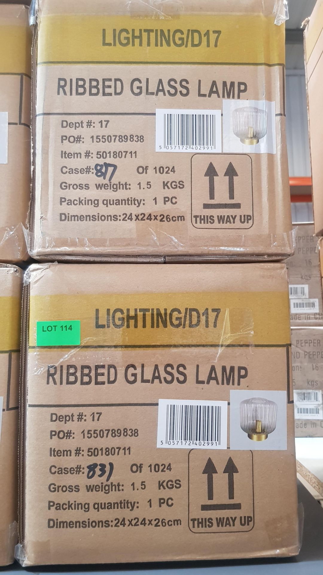 (R10B) Lighting .4 X Ribbed Glass Lamp (New – May Have Failed To Deliver Label) - Image 2 of 2