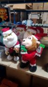 (R6G) Christmas. 5 Items. 4 X Plush Animated Santa & 1 X Plush Animated Christmas Monkey. RRP £10