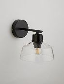 (R10C) Lighting. 4 Items. 2 X Glass Dome Wall Light Black & 2 X Frosted Glass Table Lamp (New – Ma