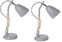 (R10A) Lighting. 2 X High Rise Table Desk Lamp Grey (New – May Have Failed To Deliver Label)