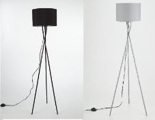 (R10C) Lighting. 2 X Tripod Floor Lamp (1 X Chrome, 1 X Silver) New – May Have Failed To Deliver L