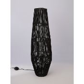 (R10F) Lighting. 1 X Tall Rattan Floor Lamp Black (New – May Have Failed To Deliver Label)
