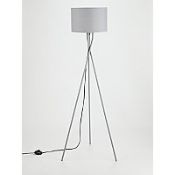 (R10C) Lighting. 2 X Tripod Floor Lamp Chrome (New – May Have Failed To Deliver Label)