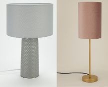 (R10F) Lighting. 2 Items. 1 X Velvet Stick Lamp. & 1 X Honeycomb Ceramic Lamp Alloy Grey (New –