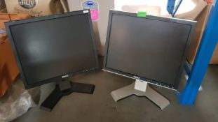 (R5C) Tech. 2 X Dell Flat Panel LCD Monitor. Ex Retail. (No Cables)