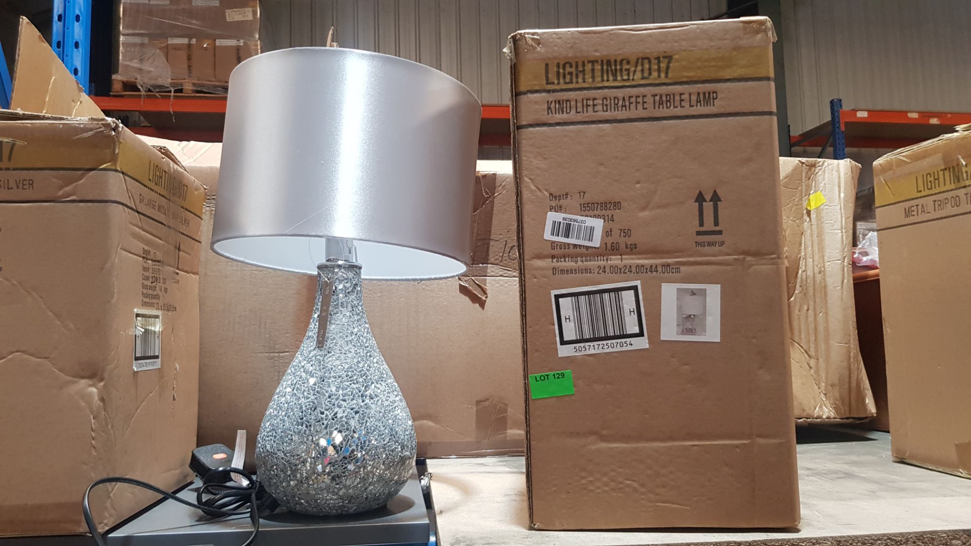 (R10D) Lighting. 2 Items. 1 X Large Mosaic Lamp Silver & 1 X Kind Life Giraffe Table Lamp (New – M - Image 4 of 4