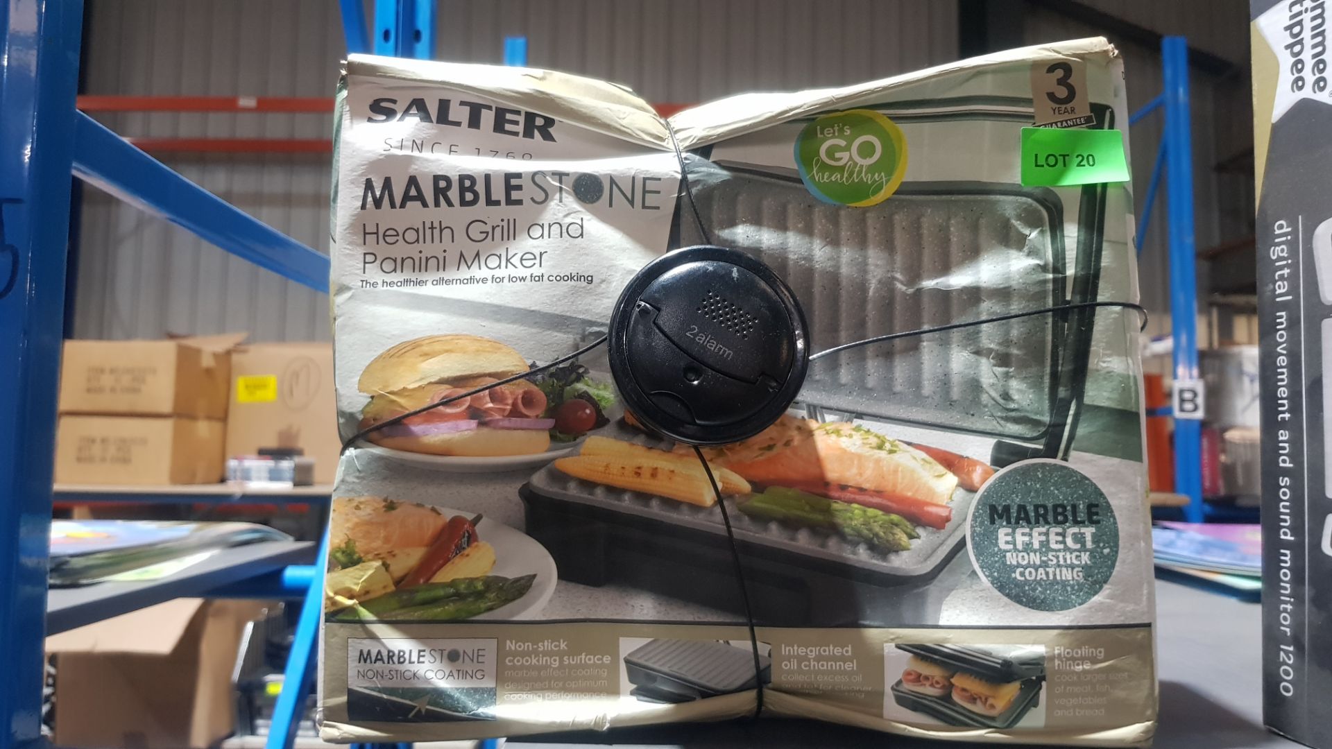 (R6B) Kitchen. 1 X Salter Marble Stone Health Grill & Panini Maker (New – Damaged Packaging) - Image 2 of 2