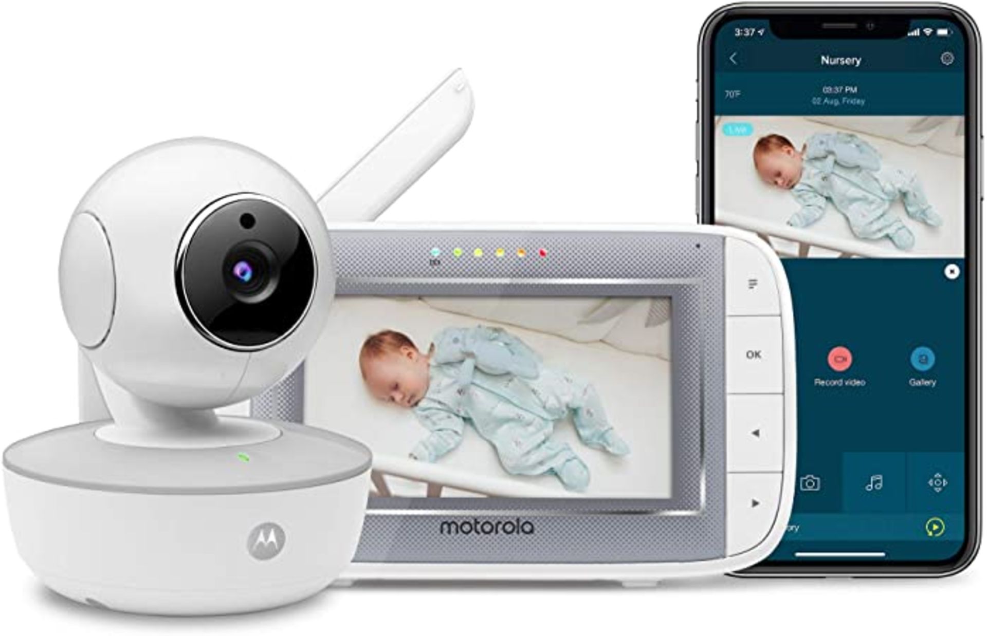 (R6C) Baby. 2 Items. 1 X Motorola 4.3” WiFi Video baby Monitor With Remote Pan And Tilt. & 1 X Mo